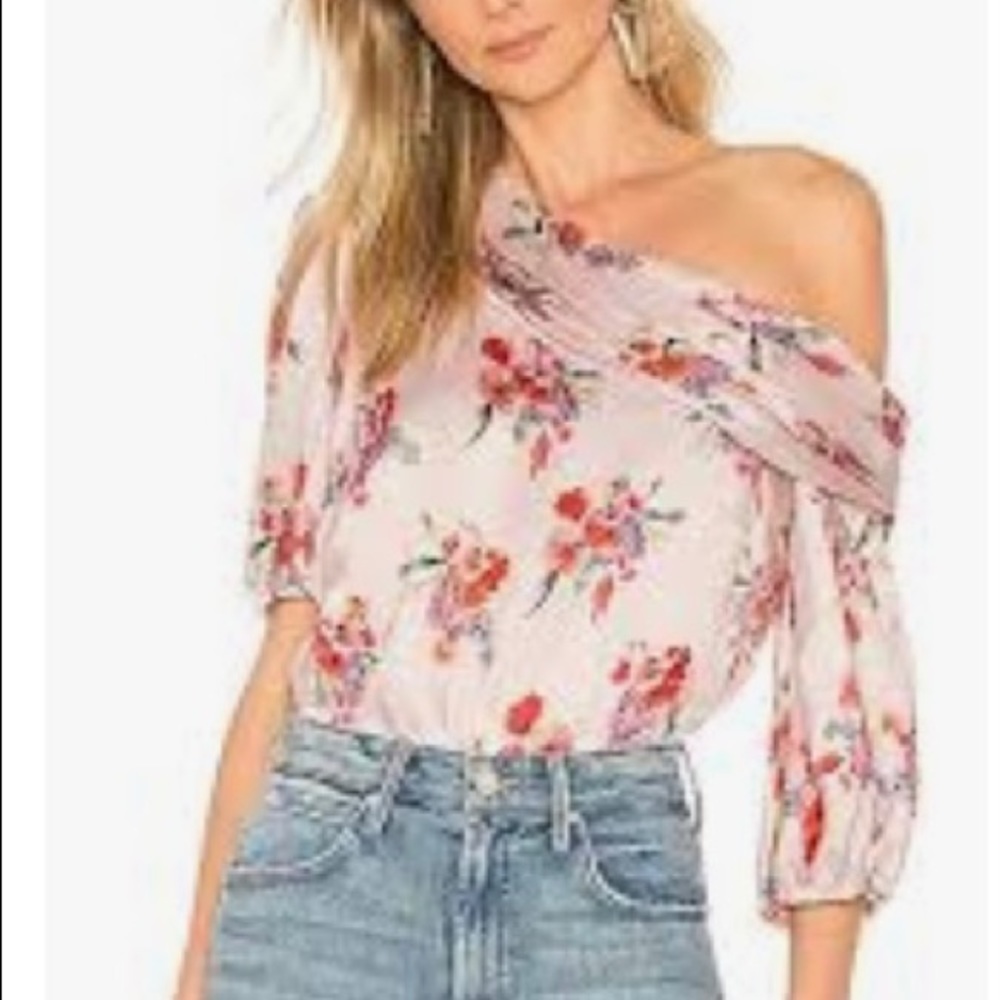 Amur One Shoulder Silk Floral Top